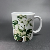 Monstera Albo ceramic 12 oz. Coffee mug for office, home, travel, coffee tumbler, philodendron mug with handle, variegated monstera