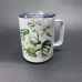 Monstera Albo metal camping mug 12 oz. Coffee mug for office, home, travel, coffee tumbler, philodendron mug with handle, variegated monstera